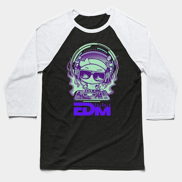 EDM Minty DJ! Green/Purple Baseball T-Shirt by SocietyTwentyThree